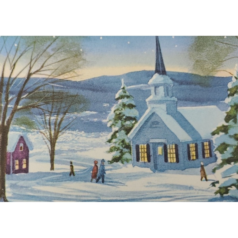 11 Old Vintage Used Christmas Card Fronts for Crafts Winter Snow Country Woods - Picture 12 of 16